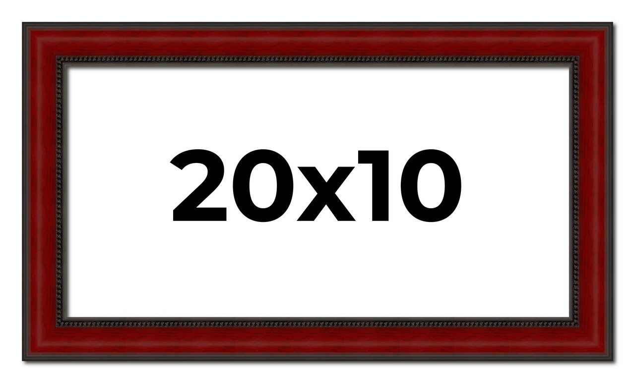 20x10 Weathered Red Picture Frame - UV Acrylic, Foam Board Backing, Hanging Hardware